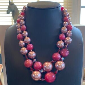 Elegant Pink Moonglow Lucite Beaded Necklace